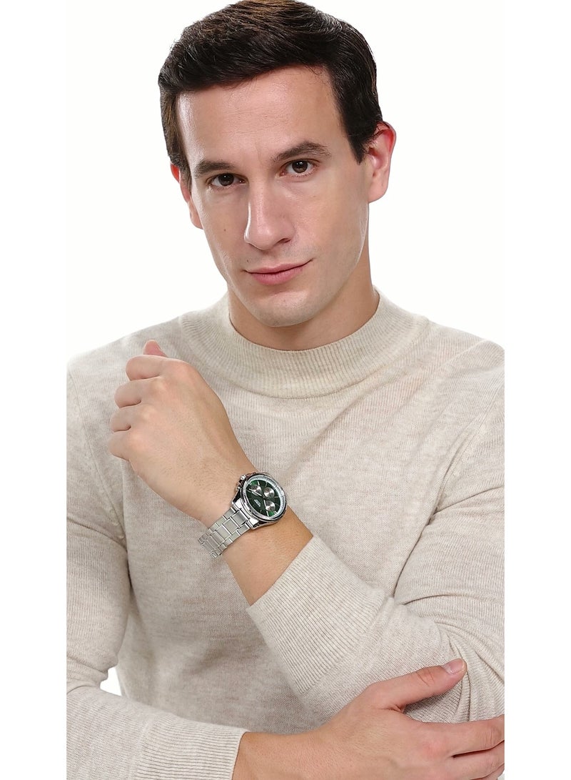 CASIO Mens Green Dial Silver Band Watch MTP-1375D-3AVDF - Image 5